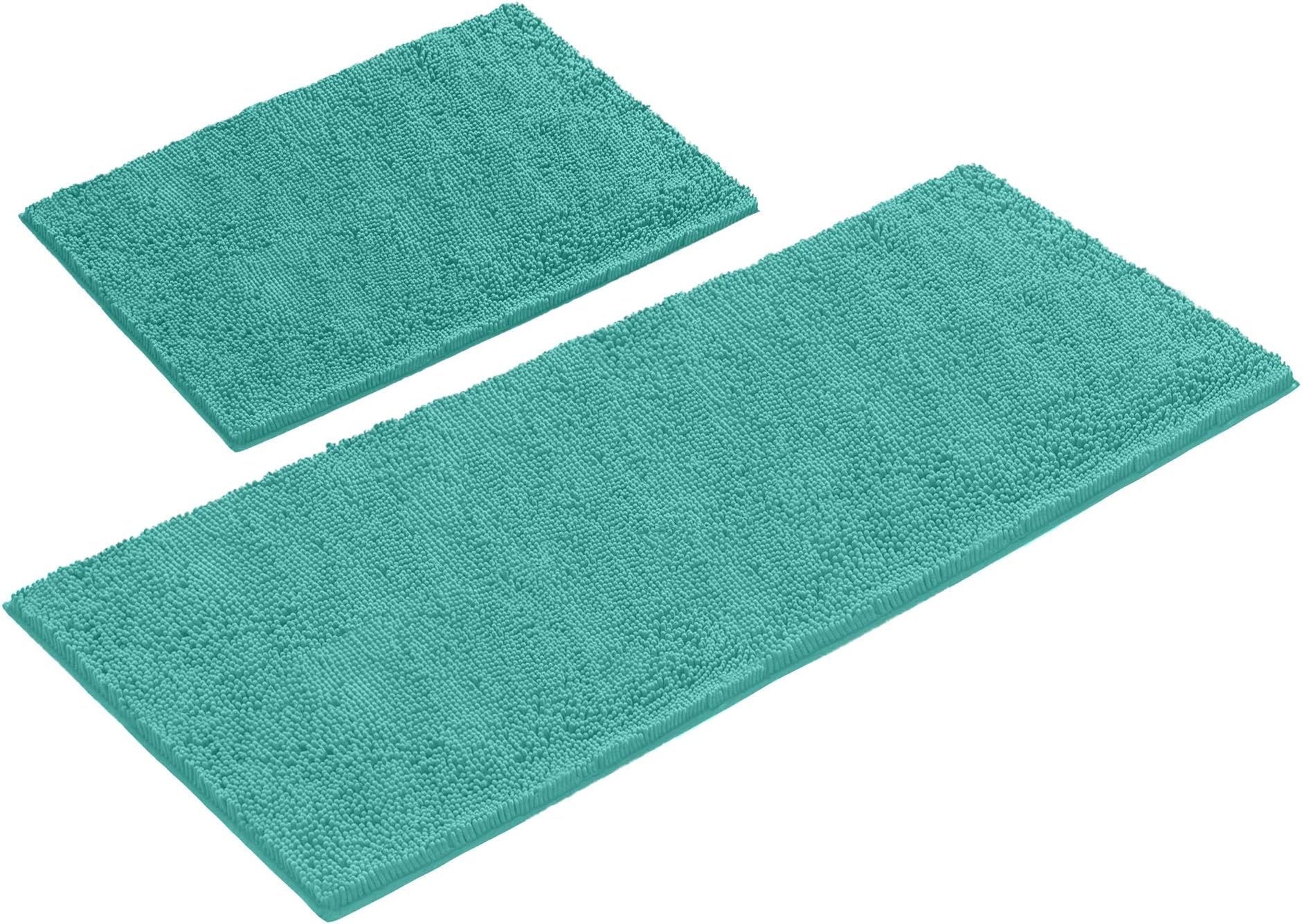 LuxUrux Bathroom Rugs 2 Piece Set–Extra-Soft Plush Bath mat Shower Bathroom Rugs,1'' Chenille Microfiber Material, Super Absorbent