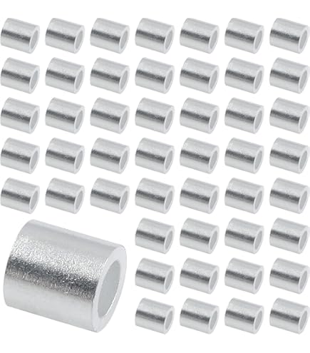 Uxcell 3/16" 5mm Aluminum Crimping Loop Sleeve Single Round Ferrule For Wire Rope Cable Line End Silver 50 Pack - View #3