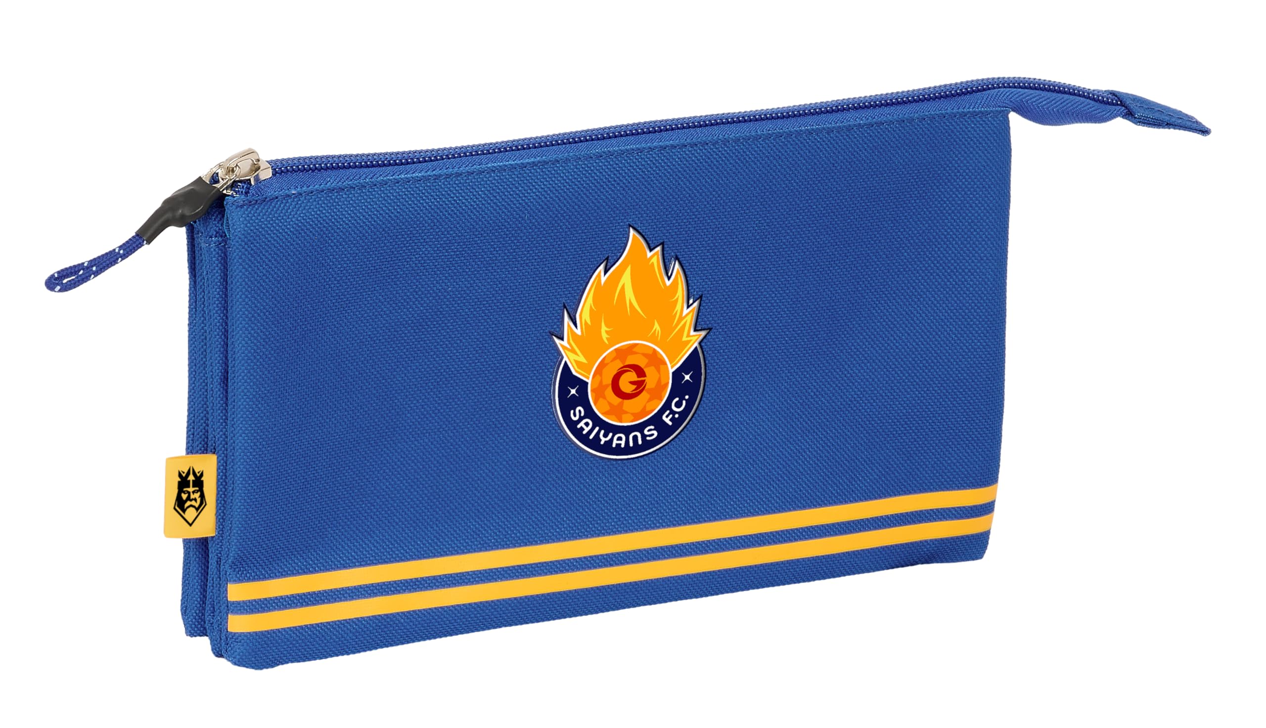 Safta Kings League Saiyans – Triple Pencil Case, Children's Pencil Case, Ideal for School Age Children, Comfortable and Versatile, Quality and Resistance, 22 x 3 x 12 cm, Blue, Blue, Estándar, Casual