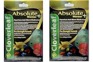 ABSOLUTE WORMER WORMER Plus - Freshwater and Saltwater Fish Powder Medication. Dewormer for Fish with Worms and Flukes. (40G - Treats 4800 GALLONS)