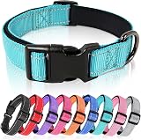 HEELE Reflective Dog Collar Nylon Padded Neoprene Sky Blue M 34-52cm