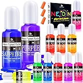 Neon Pigment Paste, 12 Colors Pigment Paste for Epoxy Resin, Opaque Resin Pigment Set, Vibrant Color Highly Concentrated Easy