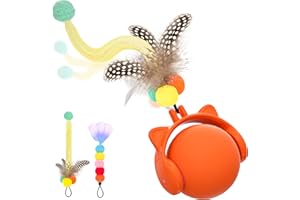 ORSDA Cat Toys, Automatic Rolling Ball with Feather Tail for Indoor Cats, Motion Activated Jumping & Chirping Cat Ball Toy, 3