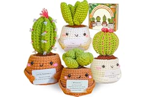 Imcrasy Crochet Kit | Crochet Kit for Beginners | Emotional Support Succulent Crochet & Knitting Kit with Step by Step Video Lessons | 4 PC Succulent Crochet Kit with Crochet Accessories(40%+ Yarn)