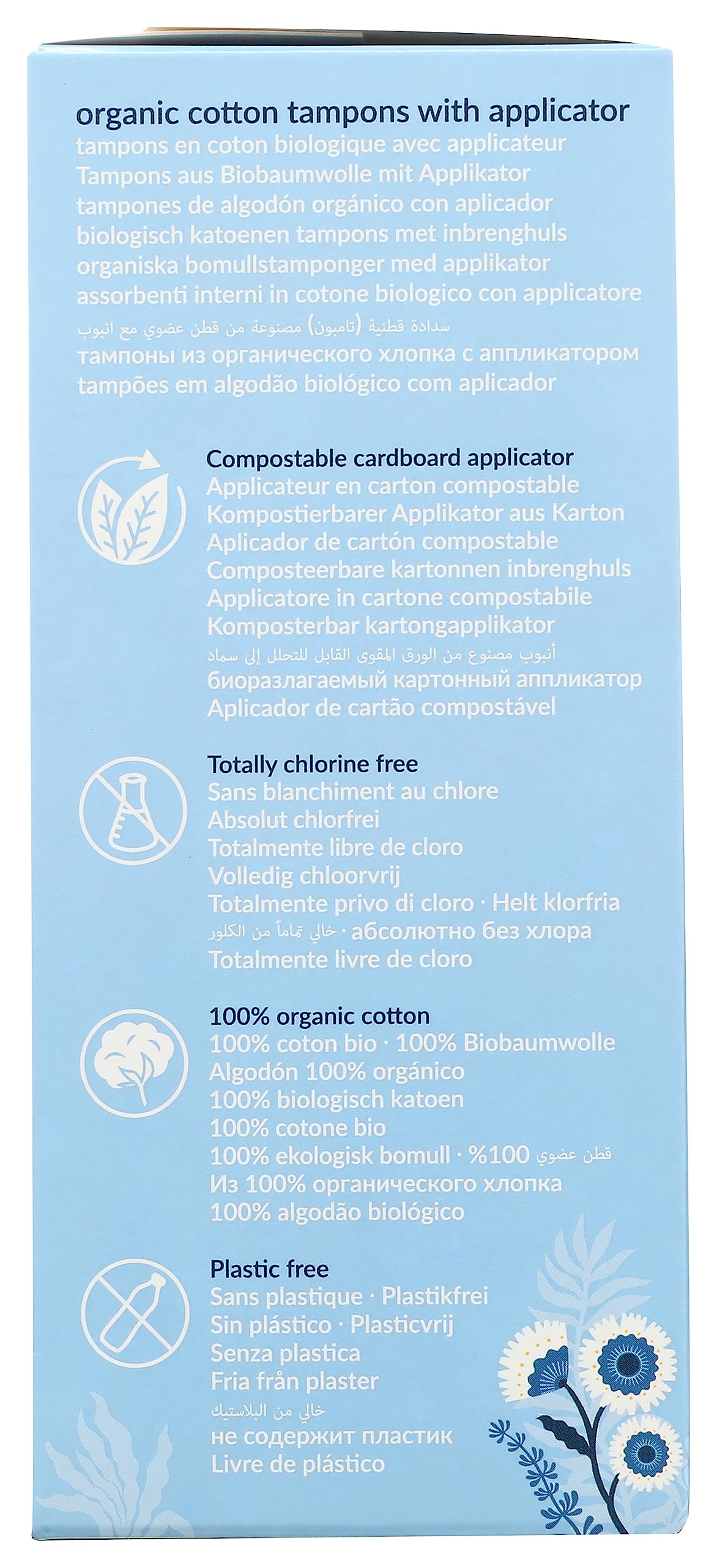 natracare Organic Cotton Regular Tampons with Cardboard Applicator, Plastic Free, Chlorine Free, Biodegradable 100% Cotton (1 Pack, 16 Tampons Total)