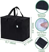 VenO 2Pcs Reusable Large Cooler Bags with Lid 40L Foldable Tote Black view 2