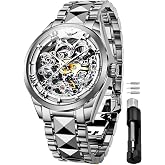 OUPINKE Gold Skeleton Watches for Men, Luxury Dress, Automatic Mechanical | 50M Waterproof, Self Winding, Tungsten Steel, Sapphire Crystal, 41&times;11mm, No Battery