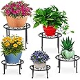 5 Pack Metal Plant Stands,Heavy Duty Potted Holder for Flower Pot,Indoor Outdoor Metal Rustproof Iron Garden Container Round Supports Rack for Planter…
