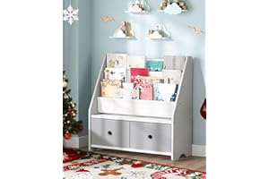 CHOEZON Kids Bookshelf and Toy Storage, 4 Tier Large Capacity Toddler Bookshelf, Sling Kids Bookcase, for Kids Room, Nursery,