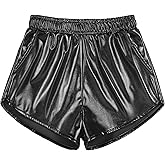 Auranso Girls Metallic Shorts Sparkly Hot Pants Shiny Dance Outfits Short Pants