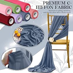 Horbaunal Dusty Blue Chiffon Fabric by The Yard, 1