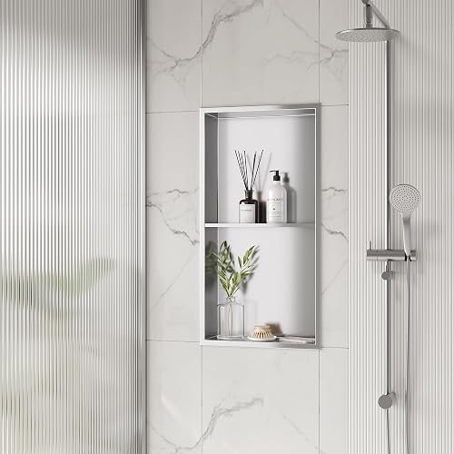 Waterproof Cuby Neodrain No Tile Shower Niche, Stainless Steel Wall Niche 13.1