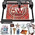 Laser Engraving Machine, Woxcker L2 5.5W Laser Engraver, CNC Engraving Machine 0.01mm High Precision 6 Major Protection for Wood Stainless Steel Glass Acrylic, etc.