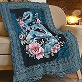 Snake Blanket Witchy Mandala Snake Flower Decor Throw Blanket Gifts for Women Girls Ultra Soft Cozy Fuzzy Plush Flannel Fleece Lightweight Animal Blanket for Men Kids Adults Bed Couch Sofa 40"X50"