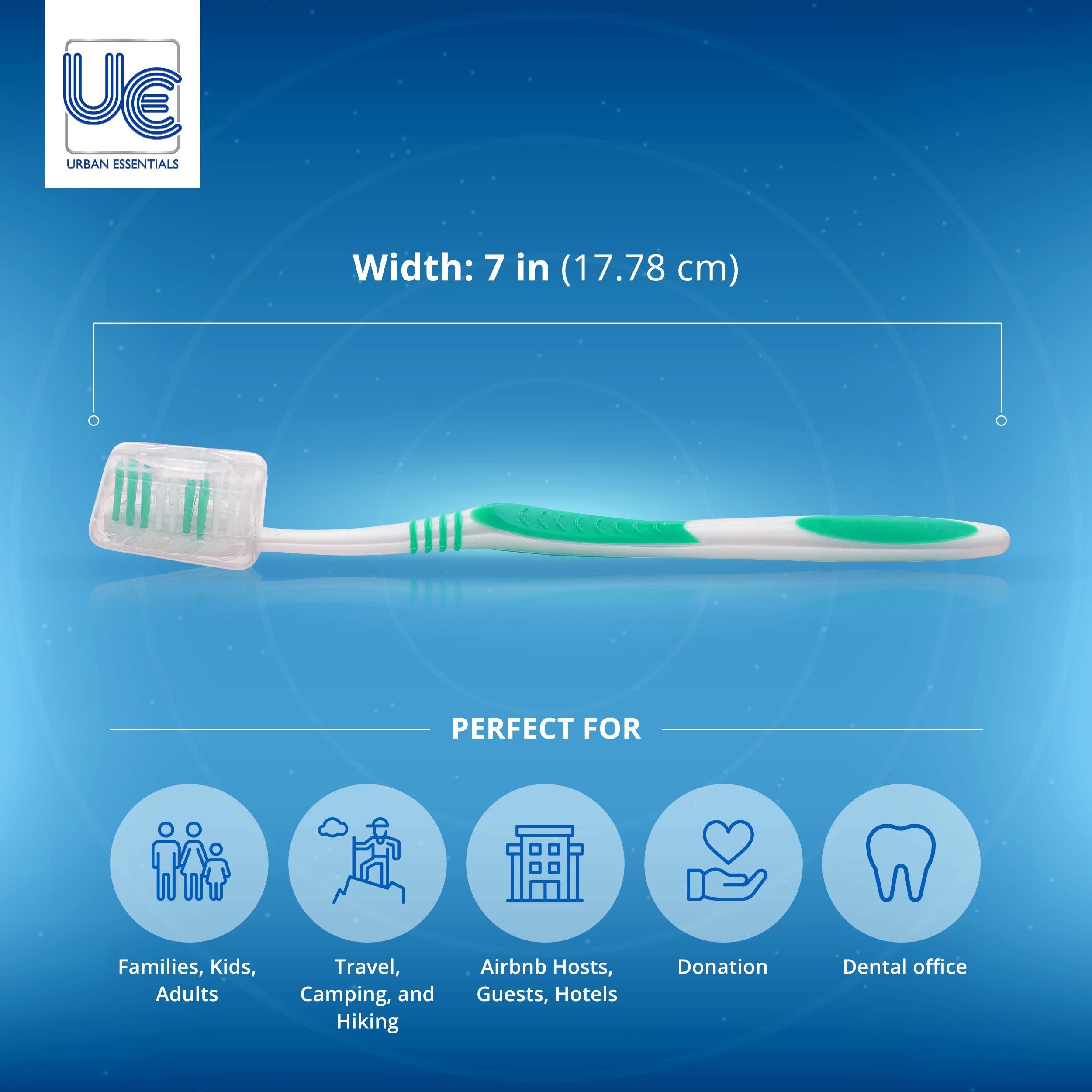 Urban Essentials Bulk Toothbrush Package with Covers Premium Quality