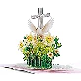 CUTPOPUP Religious Sympathy Card Pop Up 3D, with Caring Thoughts and Prayers, Blank Note Cards with Envelope (Lily with Cross)