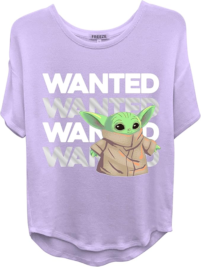 Star Wars Ladies Yoda Top Ladies Baby Yoda Fashion Shirt (Purple, Small