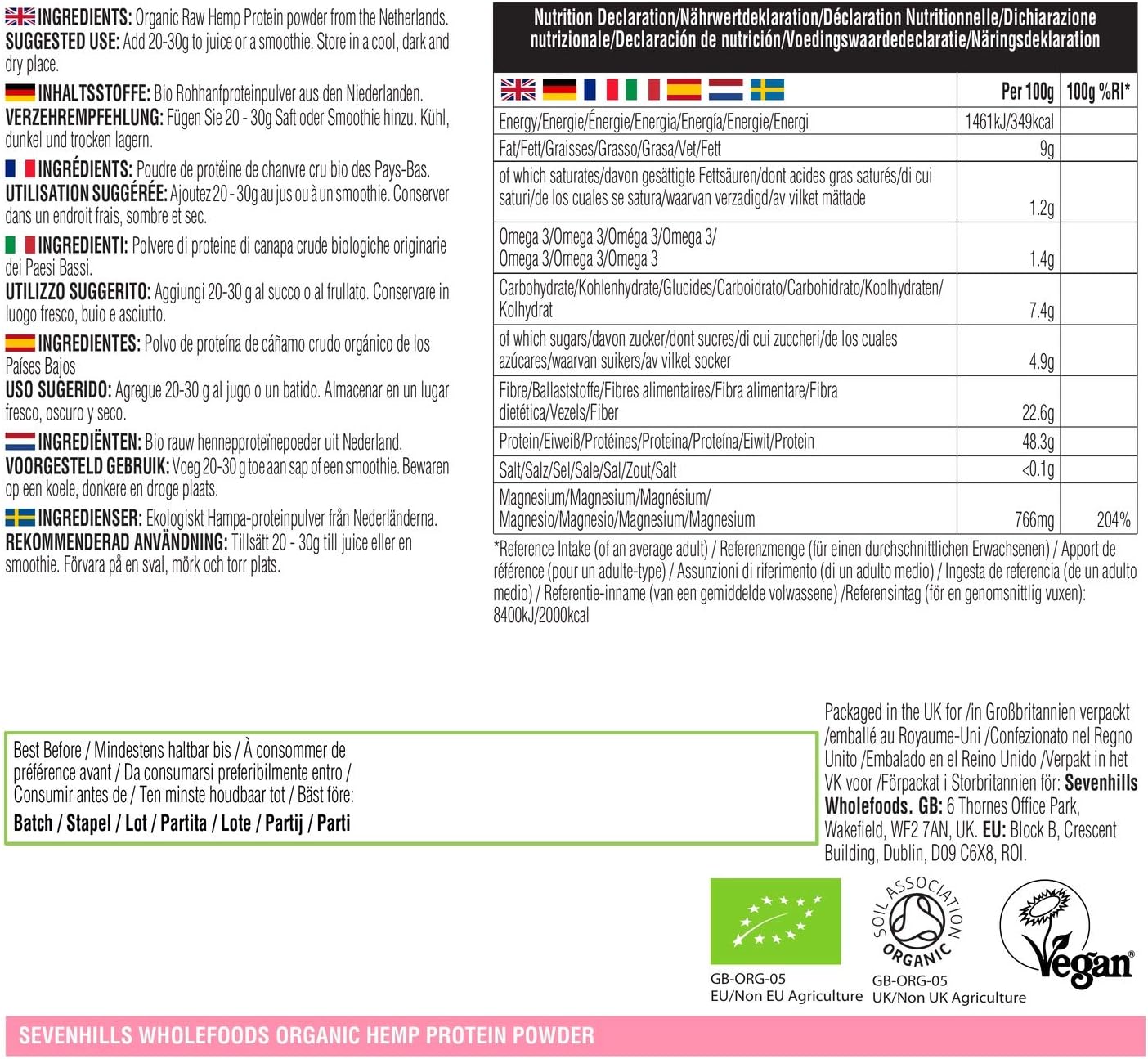 Sevenhills Wholefoods Organic Raw Hemp Protein powder 3kg, 3 kg (Pack of 1) - Image 4