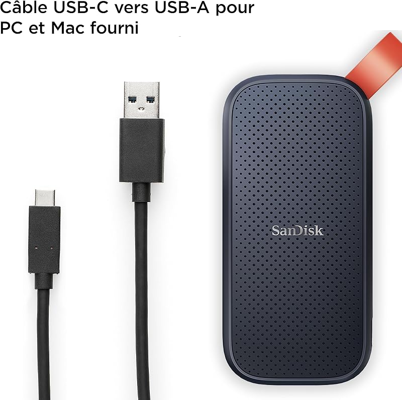 Portable SSD 1 To (Disque SSD Externe, Portable SSD, des vitesses allant jusqu'à 800 Mo/s, Disque NVMe SSD, Robust SSD, Crochet en caoutchouc robuste, Updated Firmware) Gris