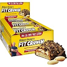 FITCRUNCH Snack Size Protein Bars, 6-Layer Baked Bar, 3g of Sugar, Gluten Free &amp; Soft Cake Core (9 Bars, Chocolate Peanut But