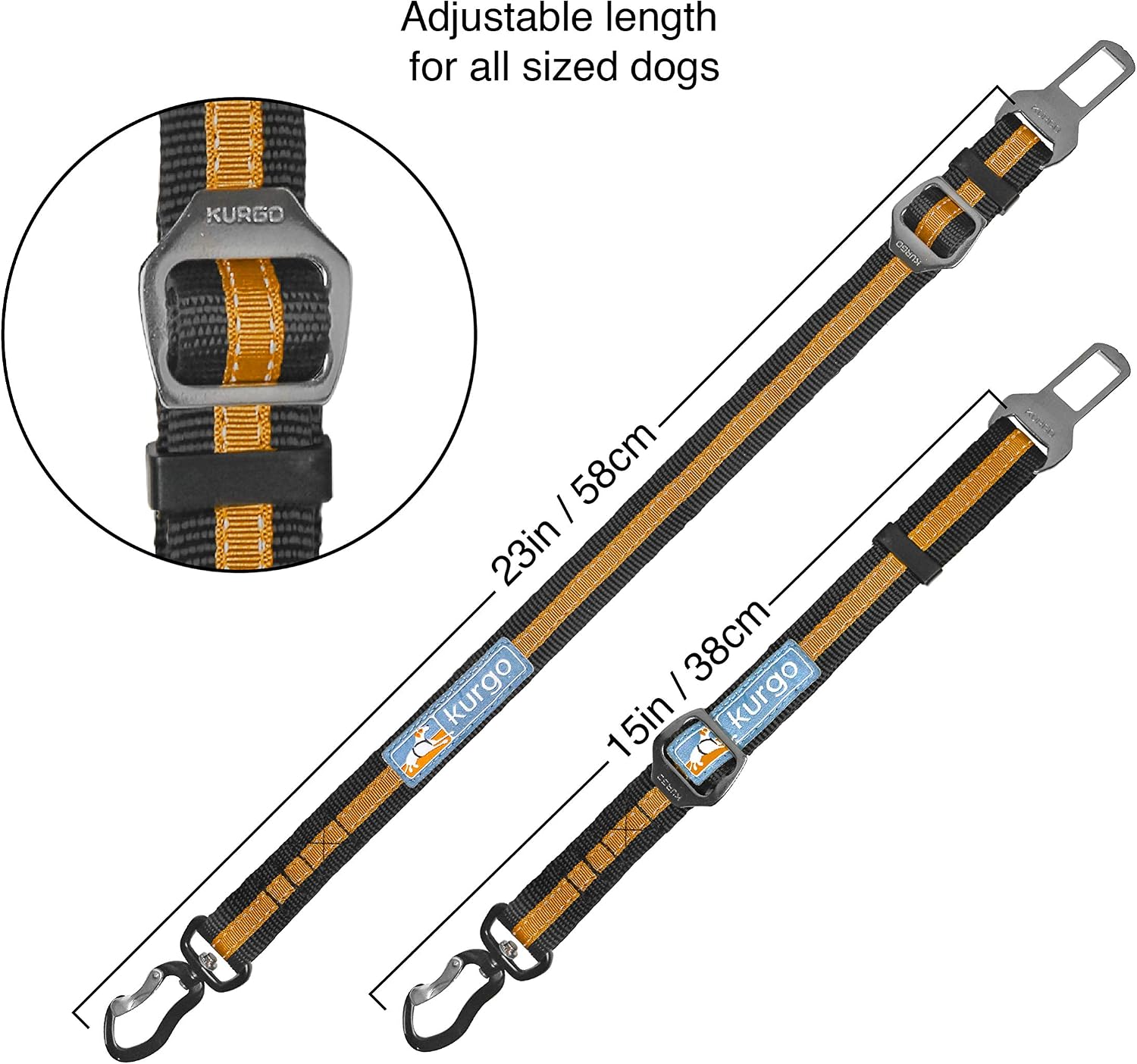 Kurgo Direct to Seat Belt Swivel Tether, Universal Car Seat Belt for Dogs Tangle-Free, Adjustable Length, Black/Orange - Image 5