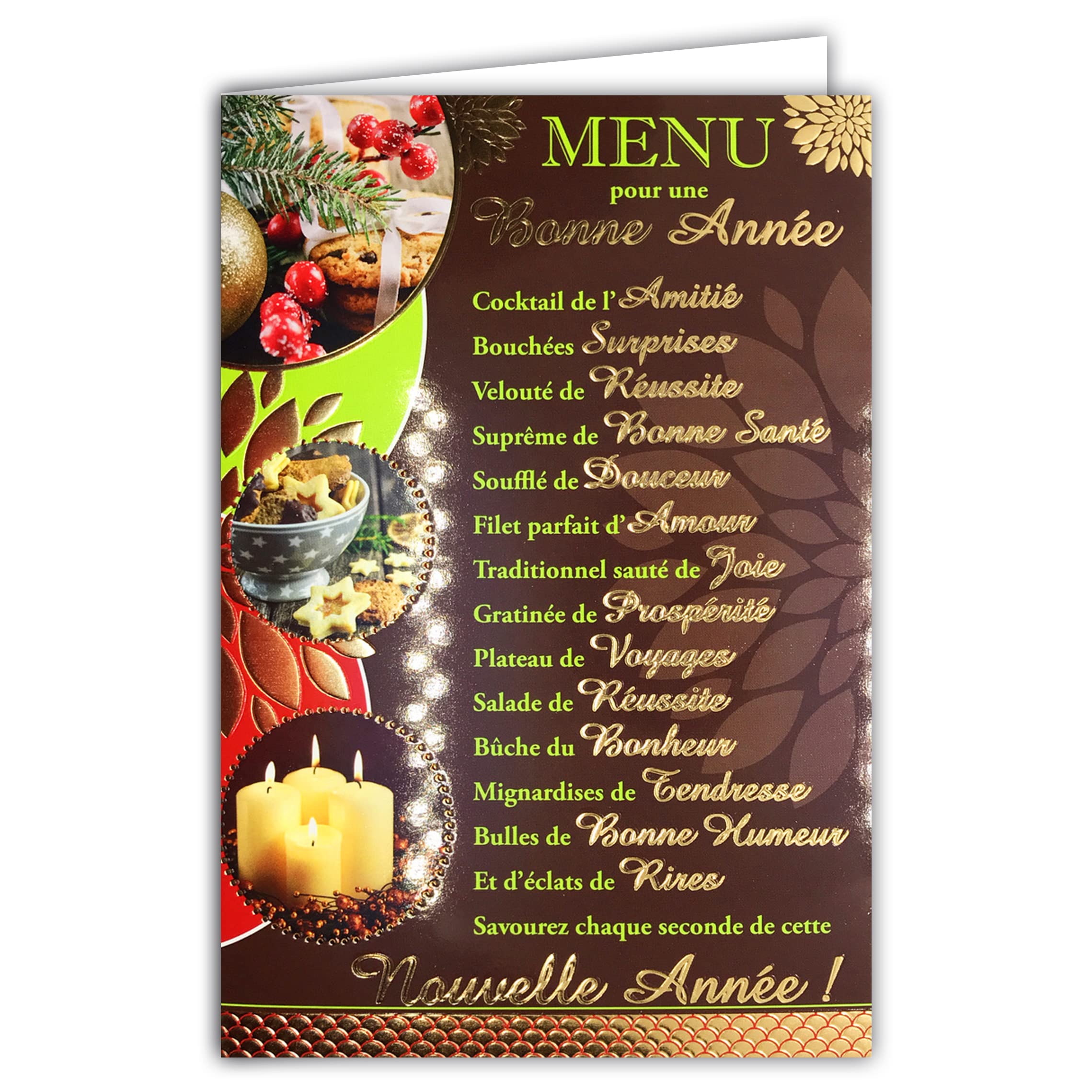 LOT10-61-4077-A BA Pack of 10 Same Greeting Cards with 10 Envelopes Sized 12 x 17.5 cm Winter Wishes Holiday Christmas New Year December January LOT10-61-4077-A BA