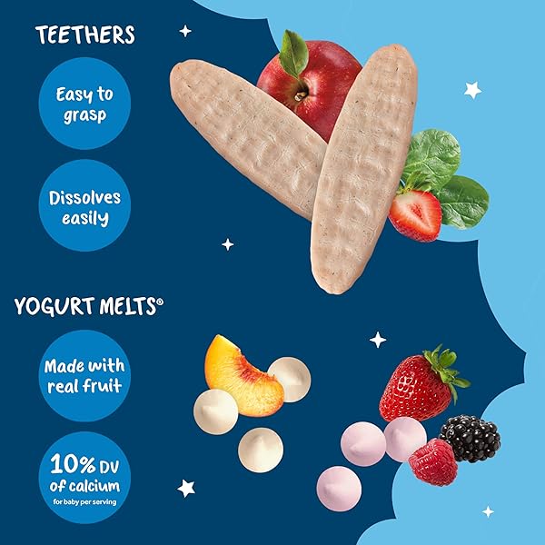 GERBER STAGE 3 BABY SNACKS DISCOVERY PACK, YOGURT MELTS, TEETHING WAFERS, 6PK