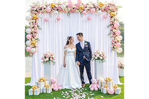 10ft x 10ft White Backdrop Curtain for Parties Wedding White Wrinkle Free Backdrop Drapes Panels for Baby Shower Gender Revea