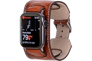 HARDISTON Cuff Watch Band Compatible with Apple 41mm for Men & Women, Handmade Genuine Leather, Compatible with iWatch Series 11 10 9 8 7 6 5 4 3 2 1 SE Ultra, Wrist Bracelet Band, Medium/Band-Russet
