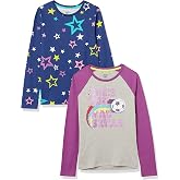 Amazon Essentials Girls and Toddlers' Long-Sleeve Crewneck T-Shirts, Multipacks