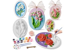 Golray Plaster Painting Kits for Kids Ages 8-12, Ceramic Arts and Crafts for Kids 6-8 Girls with 6 Flower Painting, Art Kit Party Favors Birthday Gifts for Girls Boys Toys 4 6 7 8 9 10 11 12 Years Old