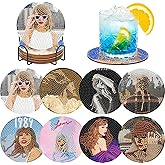 stnckic 8 Pcs Diamond Art Coasters Kit for Adults,Diamond Painting Coaster Set with Holder, DIY Bead Art Craft, Paint by Diamonds Art Coasters, Singer Merch Gifts for Girls and Women