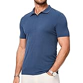 Dokotoo Men Mens Polo Shirts Short Sleeve V Neck Summer Polo T Shirts Casual Slim Fit Ribbed Textured Golf Shirts