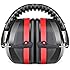 Fnova 34dB Highest NRR Safety Ear Muffs Shooter Hearing Protection, Certified. ANSI S3.19 & CE EN521, Compact, Adjustable Padded Head Band & Swivel Ear Cups with Soft Foam Fits Adults to Kids (Red)