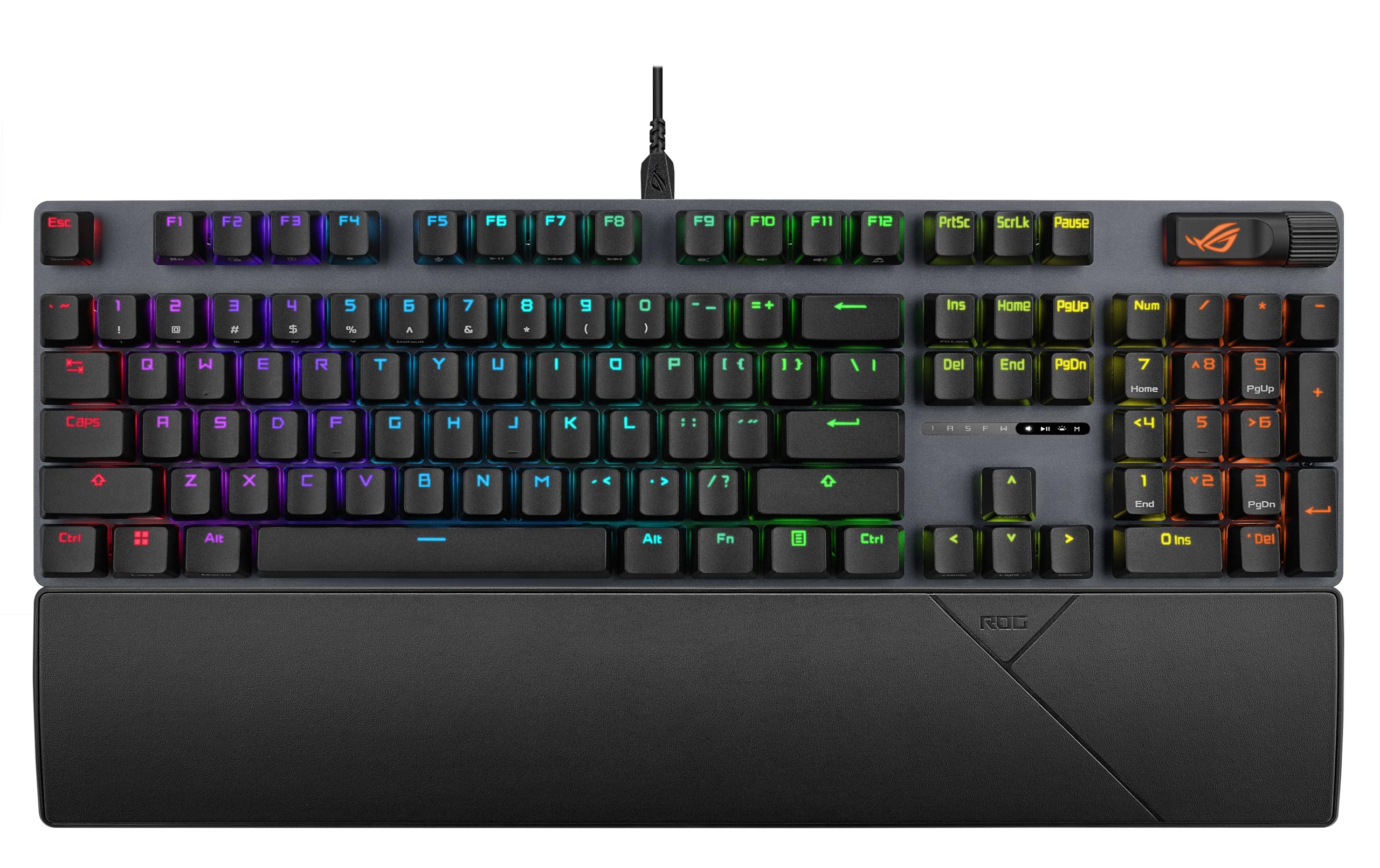 ASUS ROG Strix Scope II Gaming Keyboard, pre-lubed ROG NX Snow Linear Mechanical switches, Sound-dampening Foam, PBT doubleshot keycaps, Streaming hotkeys, Multi-Function Controls, Wrist Rest