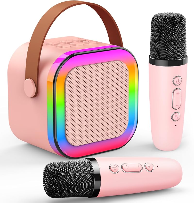 Dislocati Karaoke Machine 2 Microphones Bluetooth Speaker Kids Gift 3-12