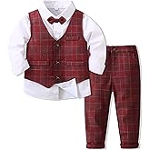 Boys 3Pcs Clothing Sets Long Sleeve Bowtie Shirts +Vest +Pants Casual Suit