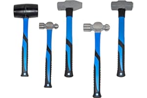 5 Piece Heavy Duty Hammer Set - Includes 32oz Rubber Mallet, 3lb Sledge Hammer, 3lb Cross Pein Hammer, 32oz and 16oz Ball Pein Hammers by EX ELECTRONIX EXPRESS