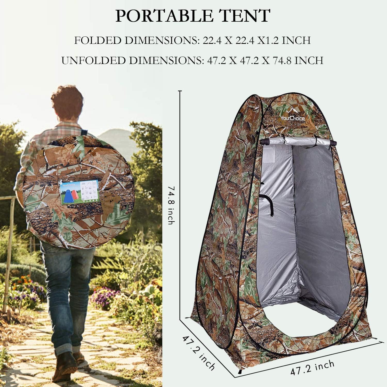 Your Choice Pop Up Camping Shower Tent, Portable Changing Room Camp Shower Toilet Privacy shelter Tents for Outdoor and Indoor, 6.2FT Tall - Color Camo Green: Sports & Outdoors