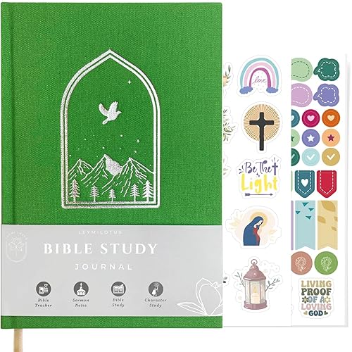 LeymiLotus Bible Study Journal Church Notes Journal - Bible Study Supplies - Guided Bible Study Notebook for Note Taking & Reflection, Faith Based Religious Spiritual Gift for Women (Green)