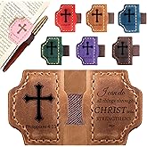 Personalized Leather Bookmark with Pen Holder - Magnetic Bible Verse Design, Christian Book Lovers Reading Accessory, for Book Lovers Men Women (Brown, Philippians 4:13)