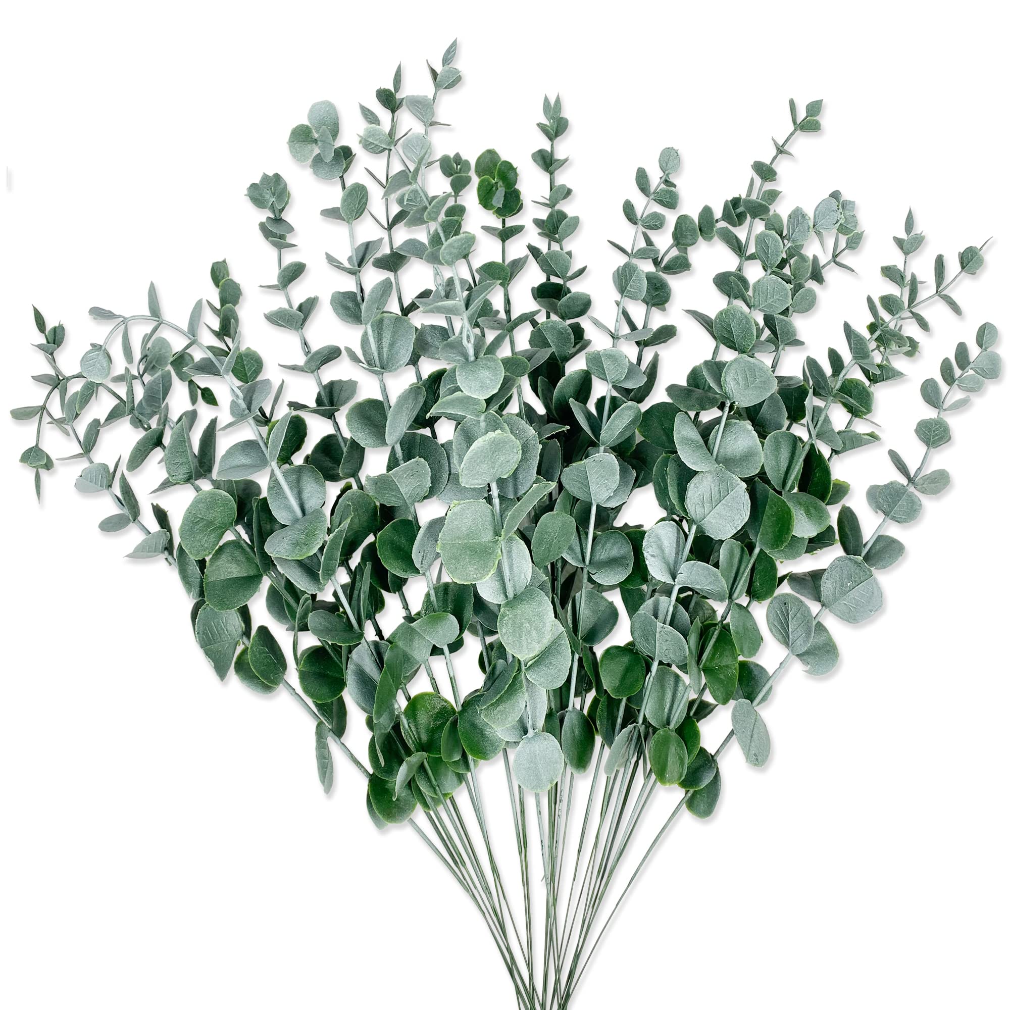 ICEANAQ 24 bunches Fake Eucalyptus, Artificial Eucalyptus, Artificial Aspidistra Plant, Artificial Greenery Plastic Plants
