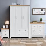 Blisswood 3 Piece Bedroom Set Wardrobe, Chest & Bedside Table - White & Oak view 2