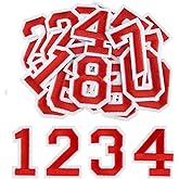 Morcheiong 40 Pcs Iron on Number Patches 0-9, 2 Inch Iron on Embroidered Numbers for Clothing, Pants, Hats, Bags- Red