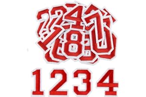 Morcheiong 40 Pcs Iron on Number Patches 0-9, 2 Inch Iron on Embroidered Numbers for Clothing, Pants, Hats, Bags- Red