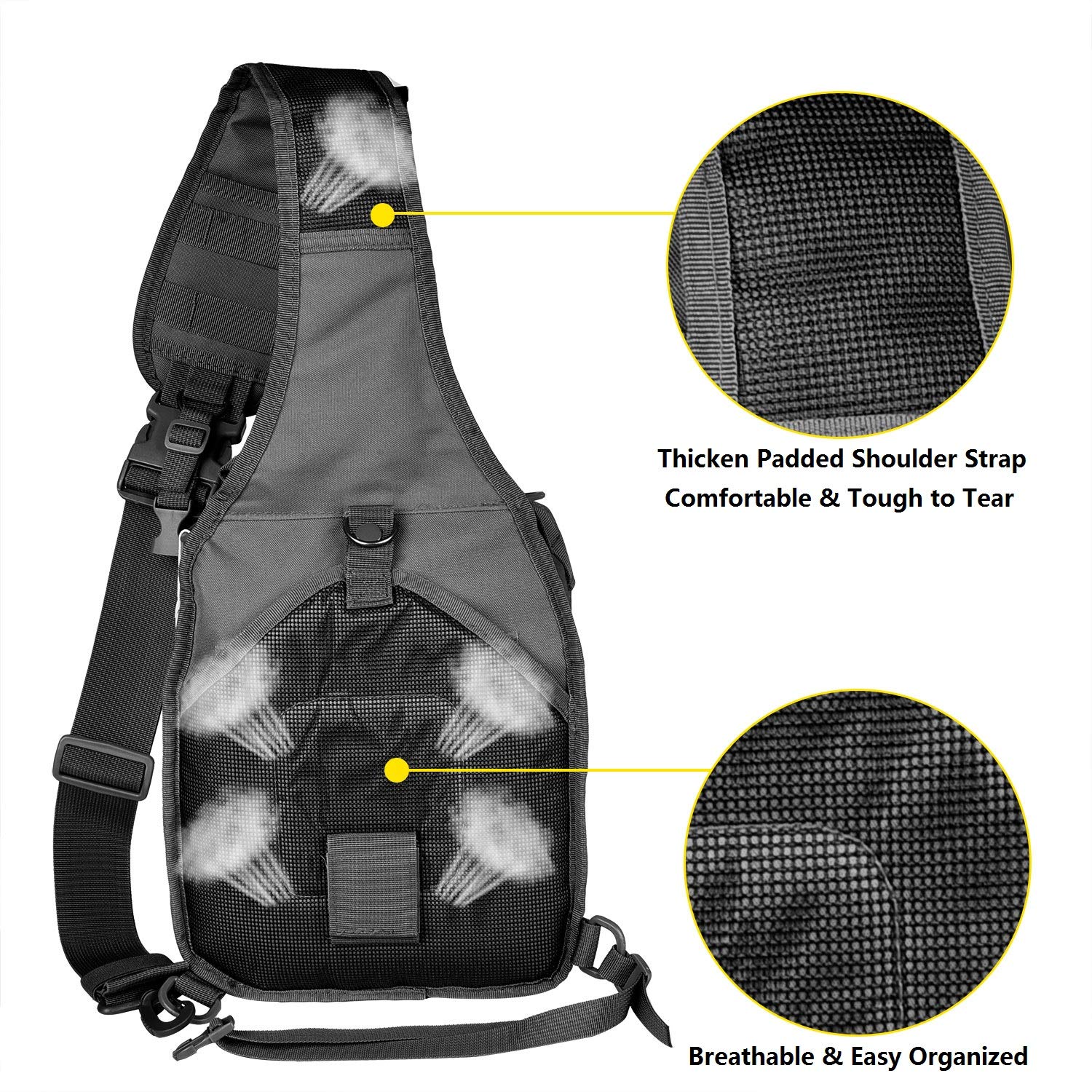 CVLIFE Tactical Sling Bag Pack Military Rover Shoulder Sling Backpack Molle Range Bag EDC Small Day Pack with Padding Pocket