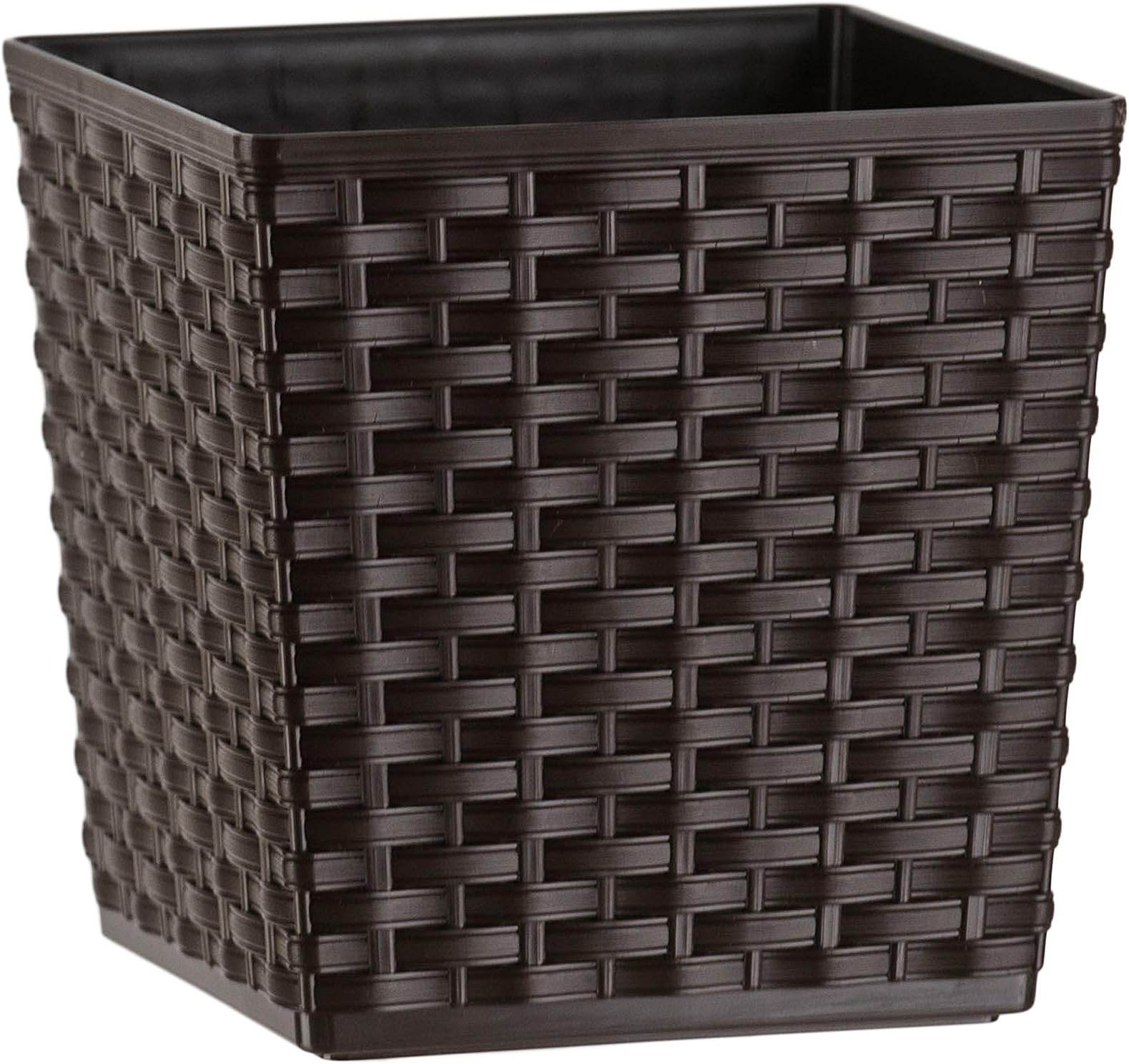 Home Garden Ornaments Bronze Plant Pots Indoor 21x21cm - Imitation Rattan Plastic Plant Pot - Square Flower Pots Outside - Decorative Flower Pot No Drainage Holes (21 x 21 cm, Bronze)