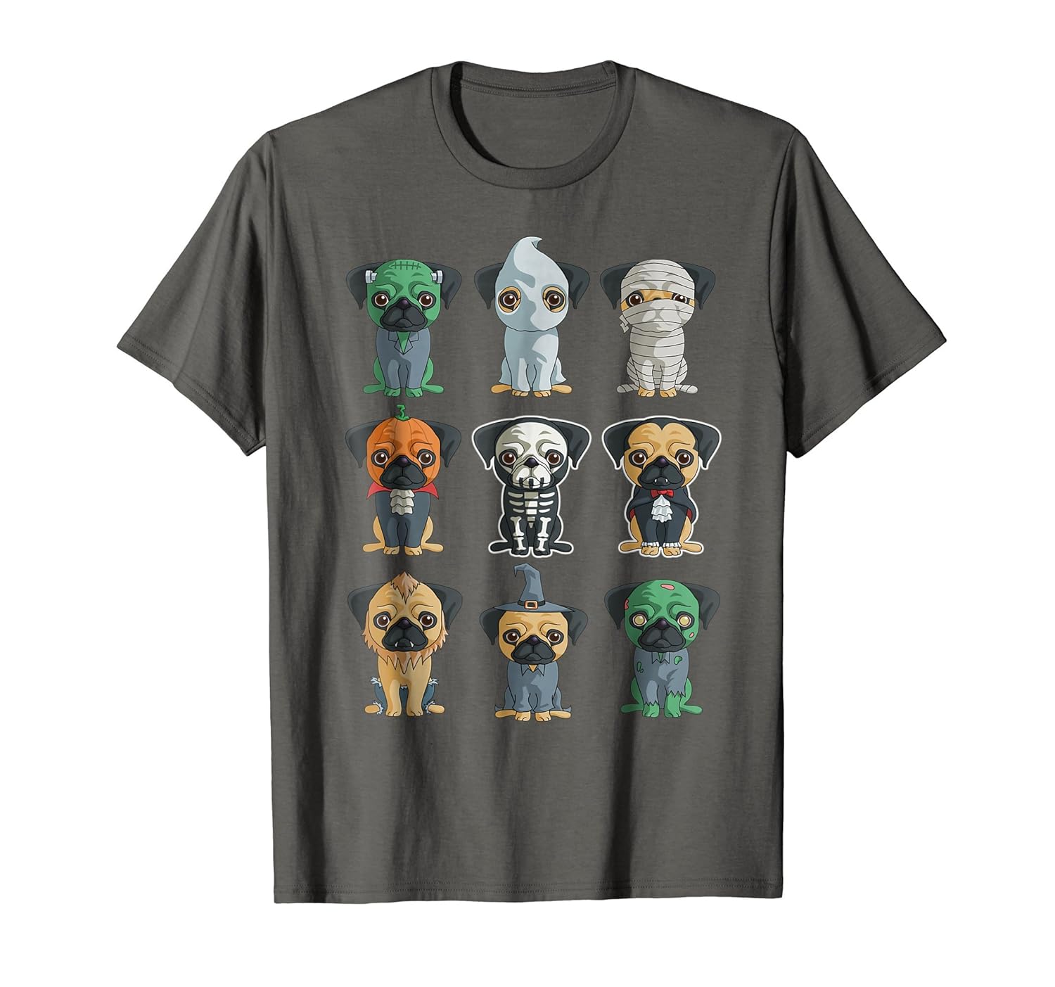 Cute Pugs Halloween T-Shirt Funny Halloween Gift Shirt-Rose