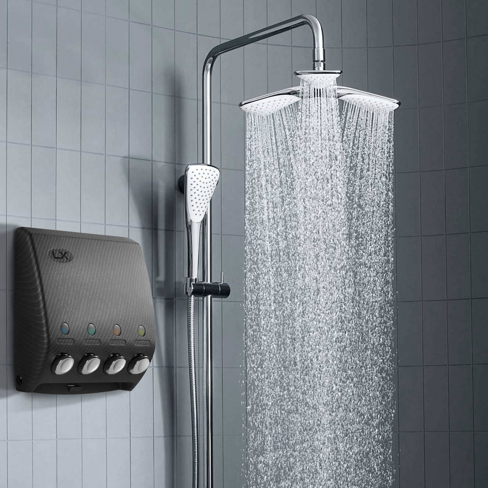 Luxitude Shower Soap Dispenser in Sleek Carbon Fiber Design, Great for