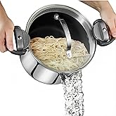 GOTHAM STEEL 5 Qt Stainless Steel Stock Pot Multipurpose Pasta Pot | With Strainer Lid + Twist and Lock Handles, Cooking Pot for Soup, Spaghetti, Rice, Induction Compatible, Dishwasher Safe